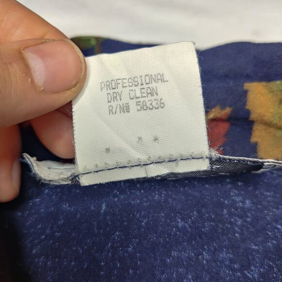 Vtg California Design Fall Autumn Leaf Print Long Sleeve Navy Blue Midi Dress 14 - Picture 10 of 13